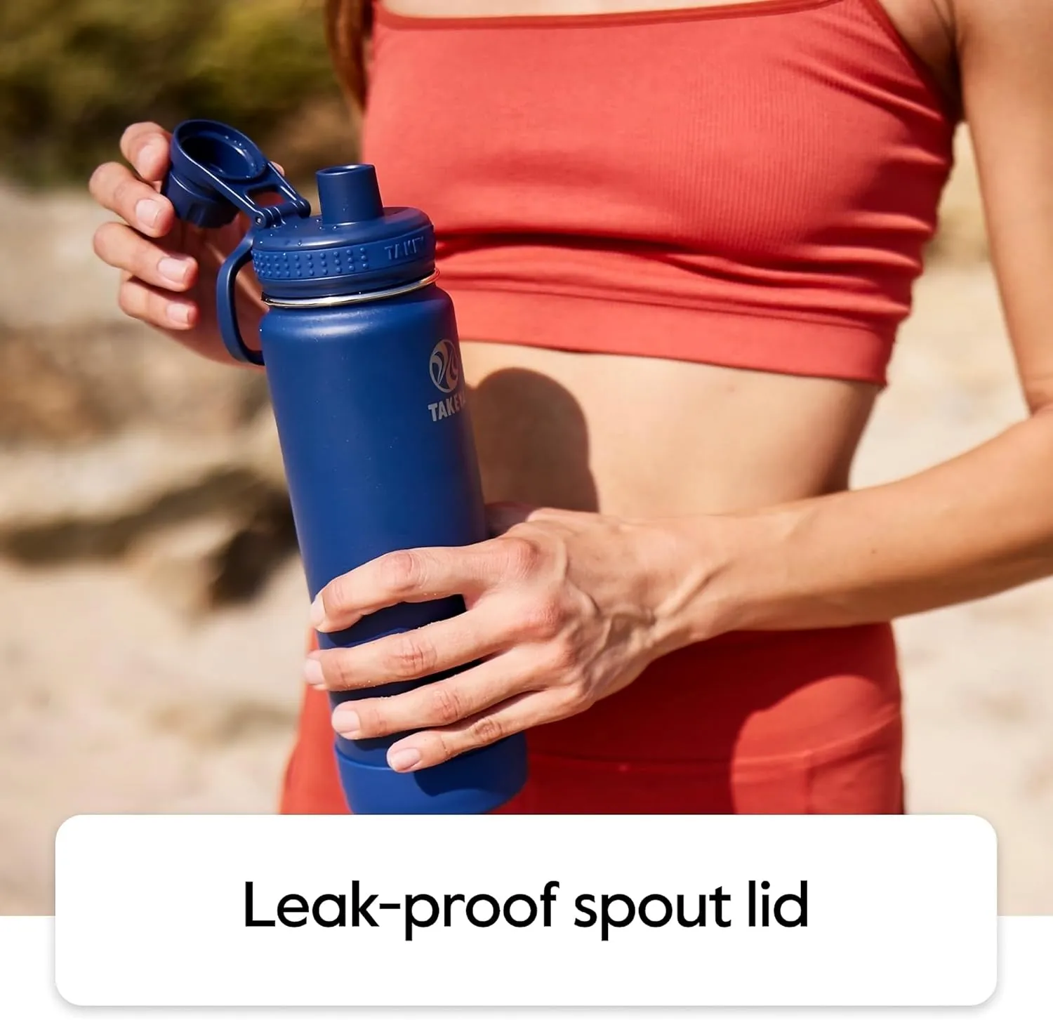 Takeya Actives Water Bottle with Spout Lid - Bottle with Double Stainless Steel Insulation - Dishwasher Safe & BPA-Free - Bottle with Spout Lid & Removable Bumper - 24 oz, Bluestone