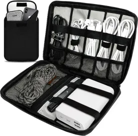 Travel Cable Organizer Pouch Electronic Accessories,Travel Essentials,Cord Organizer Storage Bag For Cord, Charger, Phone, Earphone,SD Card,Black