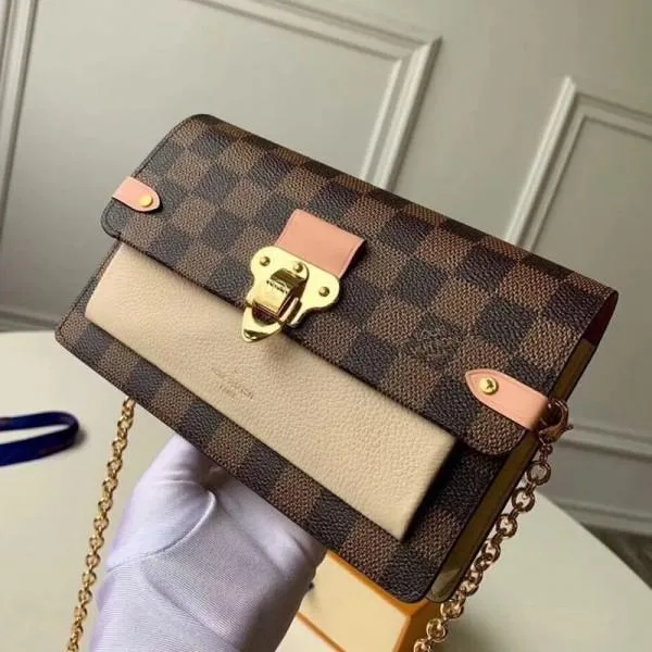 Vavin Damier Ebene Canvas Chain Wallet Woc N60237 Creme Beige 2019 Collection