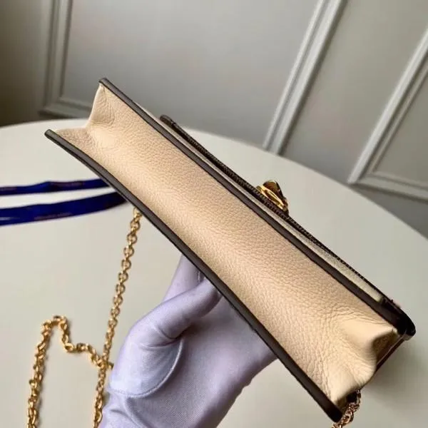 Vavin Damier Ebene Canvas Chain Wallet Woc N60237 Creme Beige 2019 Collection