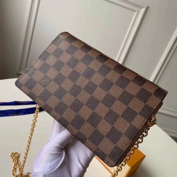 Vavin Damier Ebene Canvas Chain Wallet Woc N60237 Creme Beige 2019 Collection