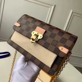 Vavin Damier Ebene Canvas Chain Wallet Woc N60237 Creme Beige 2019 Collection