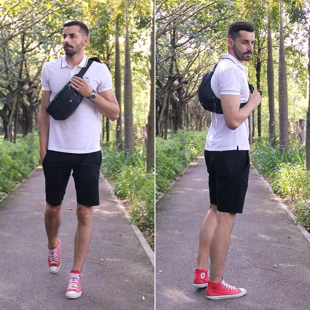 WATERFLY Fanny Pack for Men Women Water Resistant Large Hiking Waist Bag Pack Carrying All Phones for Running Walking Traveling