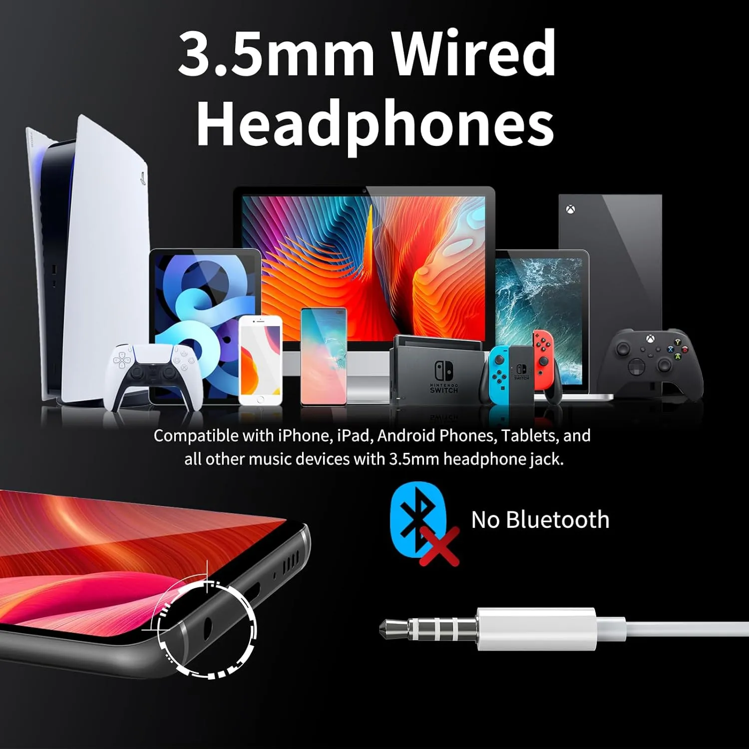 Wired Earbuds with Microphone, Wired Earphones in Ear Headphones HiFi Stereo, Powerful Bass and Crystal Clear Audio, Compatible with iPhone, iPad, Android, Computer Most with 3.5mm Jack