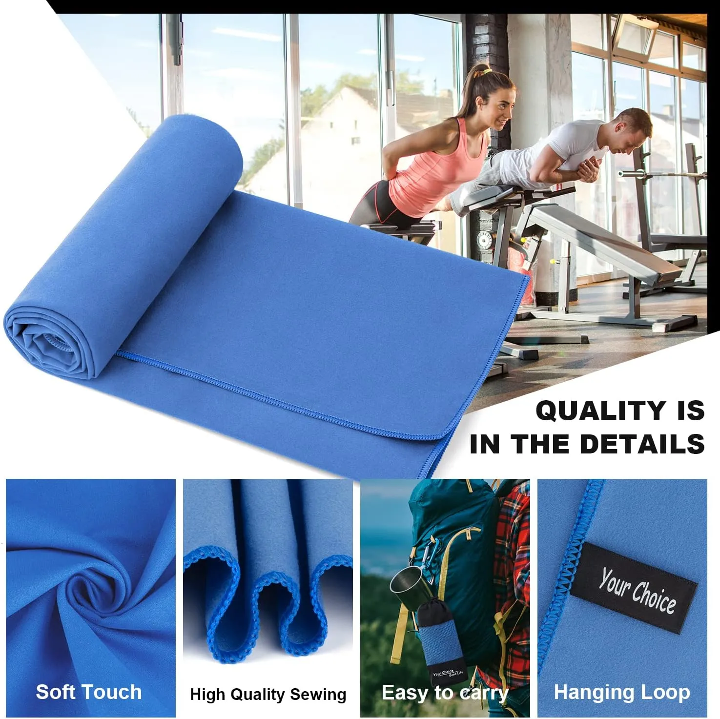 Your Choice Quick Dry Towel - Super Absorbent Microfiber for Gym, Travel, Camping | Ultra Compact & Lightweight